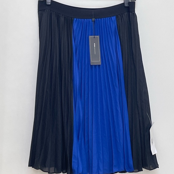 { BCBG Skirt } Pleated Blue Color block Tisa Skirt - Picture 3 of 10